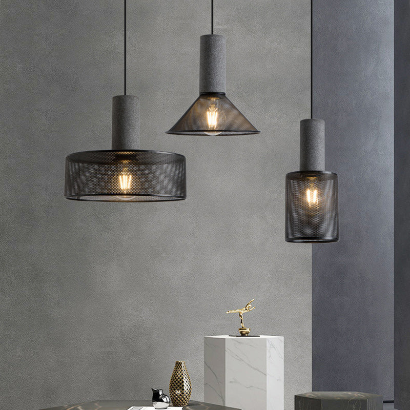 Contemporary Industrial Cylinder Metal Cement 1-light Pendant Light for Living Room BulbSquare