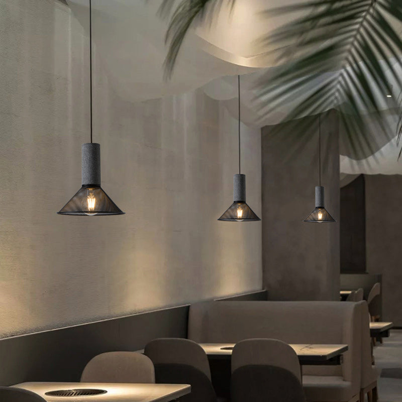 Contemporary Industrial Cylinder Metal Cement 1-Light Pendant Light For Living Room