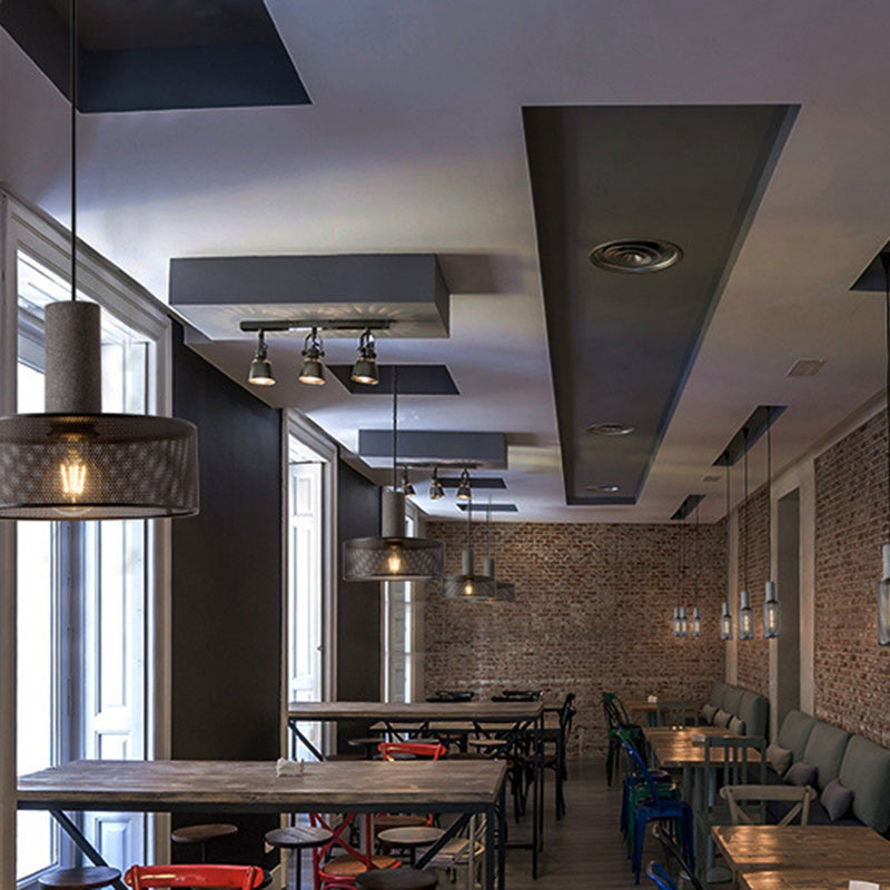 Contemporary Industrial Cylinder Metal Cement 1-Light Pendant Light For Living Room