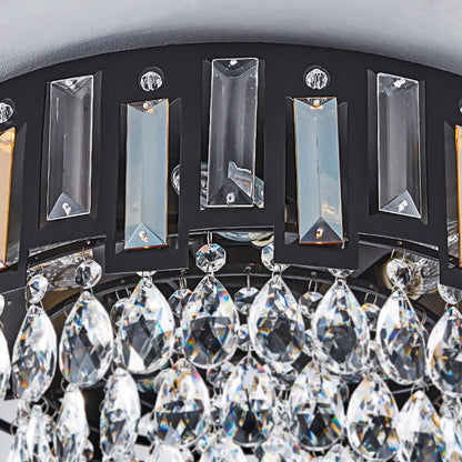 Modern Luxury Round Crystal Metal 3/5/8 Light Flush Mount Ceiling Light For Living Room