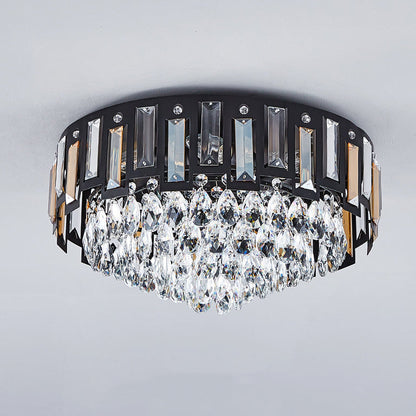 Modern Luxury Round Crystal Metal 3/5/8 Light Flush Mount Ceiling Light For Living Room