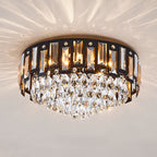 Modern Luxury Round Crystal Metal 3/5/8 Light Flush Mount Ceiling Light For Living Room