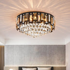 Modern Luxury Round Crystal Metal 3/5/8 Light Flush Mount Ceiling Light For Living Room