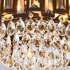 Modern Luxury Round Crystal Metal 3/5/8 Light Flush Mount Ceiling Light For Living Room