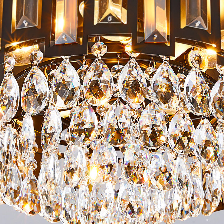 Modern Luxury Round Crystal Metal 3/5/8 Light Flush Mount Ceiling Light For Living Room