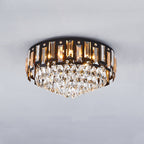Modern Luxury Round Crystal Metal 3/5/8 Light Flush Mount Ceiling Light For Living Room
