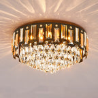 Modern Luxury Round Crystal Metal 3/5/8 Light Flush Mount Ceiling Light For Living Room
