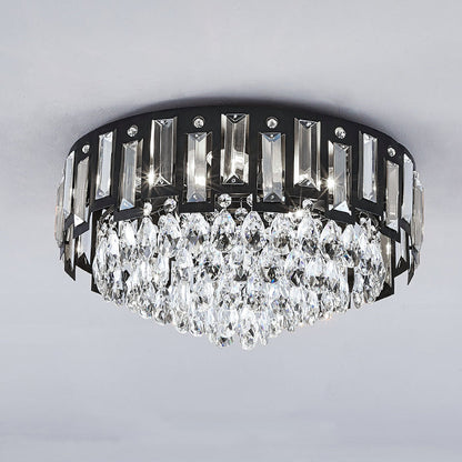 Modern Luxury Round Crystal Metal 3/5/8 Light Flush Mount Ceiling Light For Living Room