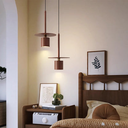 Traditional Chinese Cylinder Iron LED Pendant Light For Bedroom