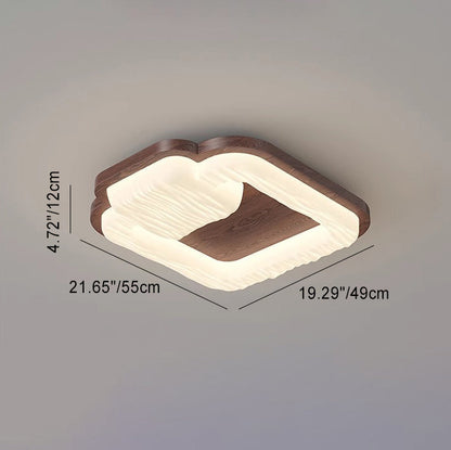 Traditional Vintage Round Rubberwood PE LED Flush Mount Ceiling Light For Living Room
