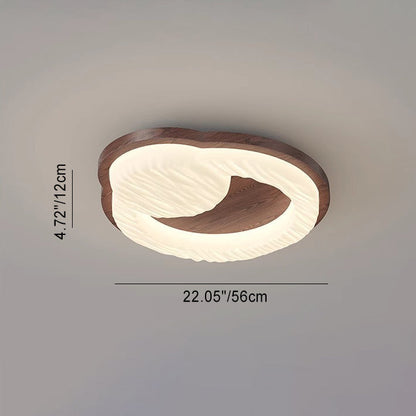 Traditional Vintage Round Rubberwood PE LED Flush Mount Ceiling Light For Living Room