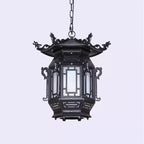 Traditional Chinese Lantern Aluminum Pvc 1-light Pendant Light for Outdoor Patio BulbSquare