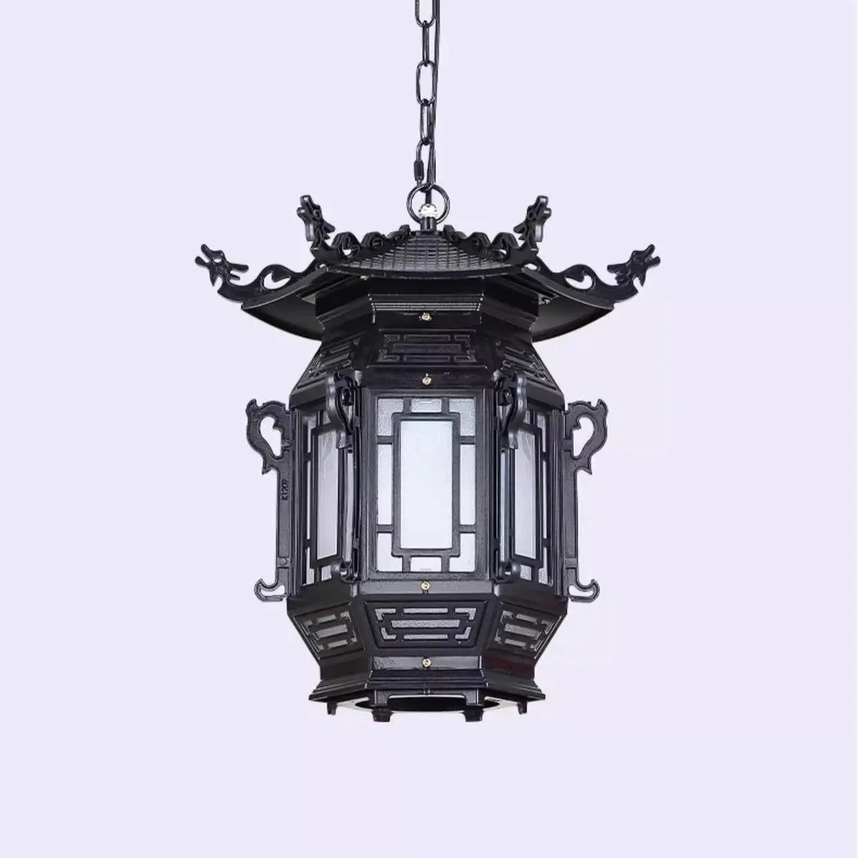 Traditional Chinese Lantern Aluminum Pvc 1-light Pendant Light for Outdoor Patio BulbSquare