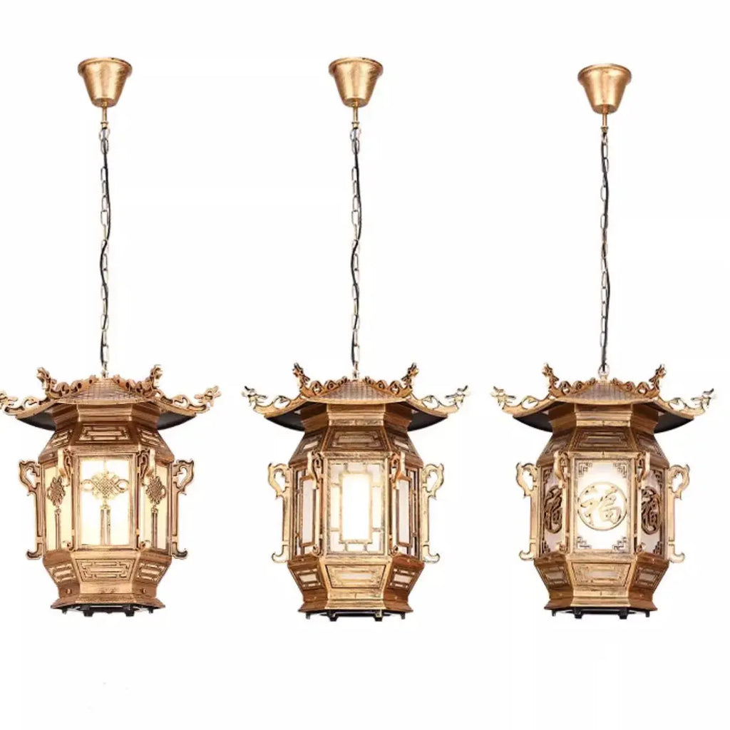 Traditional Chinese Lantern Aluminum Pvc 1-light Pendant Light for Outdoor Patio BulbSquare