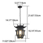 Traditional Chinese Lantern Aluminum Pvc 1-light Pendant Light for Outdoor Patio BulbSquare