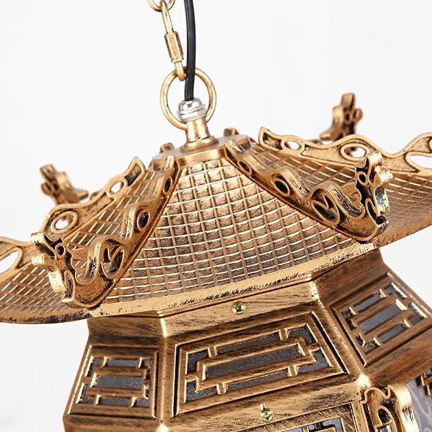 Traditional Chinese Lantern Aluminum Pvc 1-light Pendant Light for Outdoor Patio BulbSquare