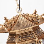 Traditional Chinese Lantern Aluminum Pvc 1-light Pendant Light for Outdoor Patio BulbSquare