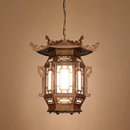 Traditional Chinese Lantern Aluminum Pvc 1-light Pendant Light for Outdoor Patio BulbSquare