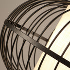 Traditional Chinese Globe Iron Fabric 2-Light Pendant Light For Living Room