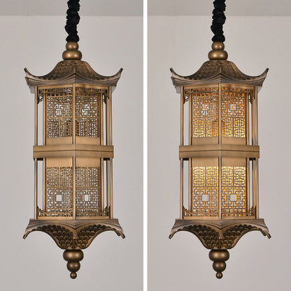 Traditional Chinese Palace Metal 1-light Pendant Light for Hallway