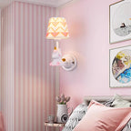 Lumendat Contemporary Creative Kids Cartoon Frustum Cone Iron Resin Fabric 1-Light Wall Sconce Lamp For Bedroom Lumendat