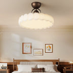 Traditional French Round Iron Pe LED Semi-flush Mount Ceiling Light for Bedroom BulbSquare