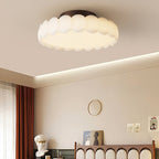 Traditional French Round Iron Pe LED Semi-flush Mount Ceiling Light for Bedroom BulbSquare