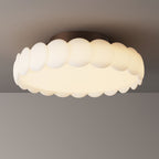 Traditional French Round Iron Pe LED Semi-flush Mount Ceiling Light for Bedroom BulbSquare