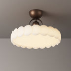 Traditional French Round Iron Pe LED Semi-flush Mount Ceiling Light for Bedroom BulbSquare