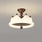Contemporary Creative Crown Round Iron PE LED Semi-Flush Mount Ceiling Light For Bedroom