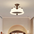 Contemporary Creative Crown Round Iron PE LED Semi-Flush Mount Ceiling Light For Bedroom