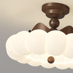 Contemporary Creative Crown Round Iron PE LED Semi-Flush Mount Ceiling Light For Bedroom