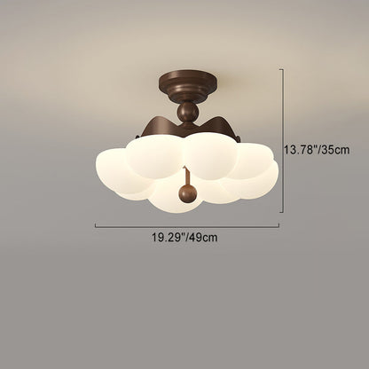 Contemporary Creative Crown Round Iron PE LED Semi-Flush Mount Ceiling Light For Bedroom