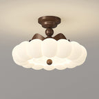 Contemporary Creative Crown Round Iron PE LED Semi-Flush Mount Ceiling Light For Bedroom