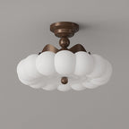 Contemporary Creative Crown Round Iron PE LED Semi-Flush Mount Ceiling Light For Bedroom