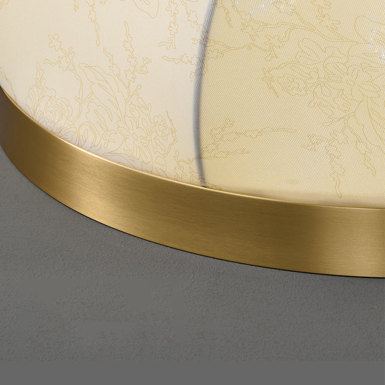 Traditional French Dome Copper Fabric LED Flush Mount Ceiling Light For Bedroom