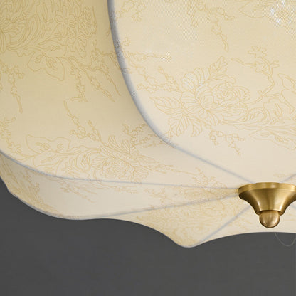 Traditional French Dome Copper Fabric LED Flush Mount Ceiling Light For Bedroom