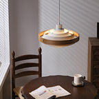 Traditional French Circle Iron Wood 1-Light Pendant Light For Living Room
