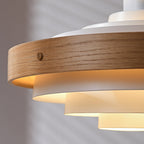 Traditional French Circle Iron Wood 1-Light Pendant Light For Living Room
