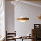 Traditional French Circle Iron Wood 1-Light Pendant Light For Living Room