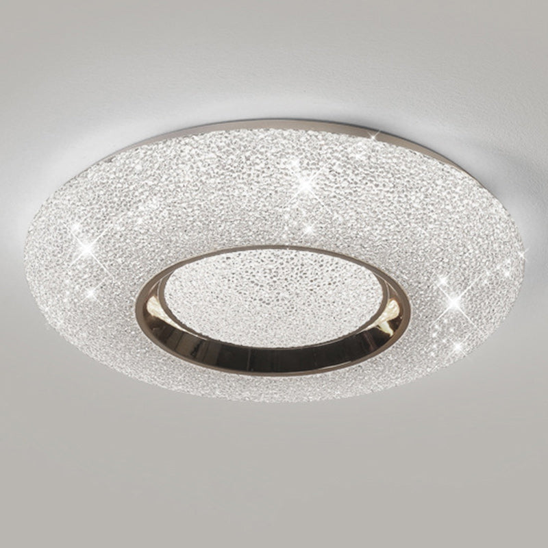 Modern Luxury Round Iron Crystal LED Flush Mount Ceiling Light for Bedroom