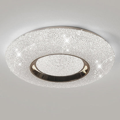 Modern Luxury Round Iron Crystal LED Flush Mount Ceiling Light for Bedroom
