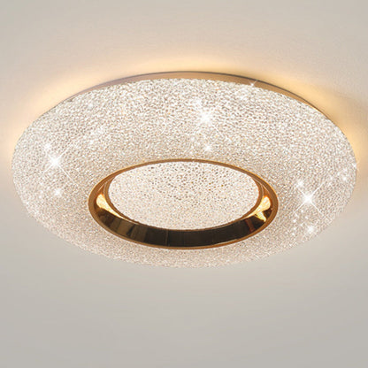 Modern Luxury Round Iron Crystal LED Flush Mount Ceiling Light for Bedroom
