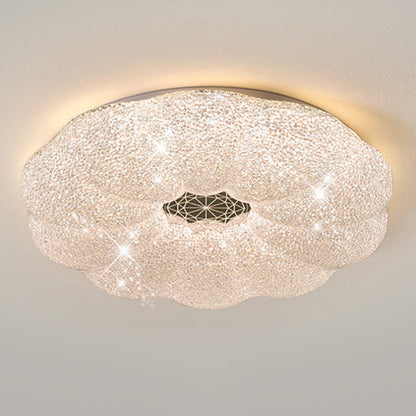 Modern Luxury Round Iron Crystal LED Flush Mount Ceiling Light for Bedroom