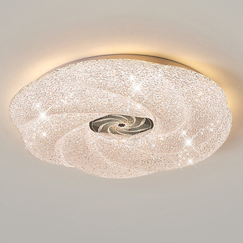 Modern Luxury Round Iron Crystal LED Flush Mount Ceiling Light for Bedroom