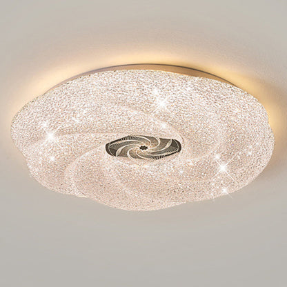 Modern Luxury Round Iron Crystal LED Flush Mount Ceiling Light for Bedroom