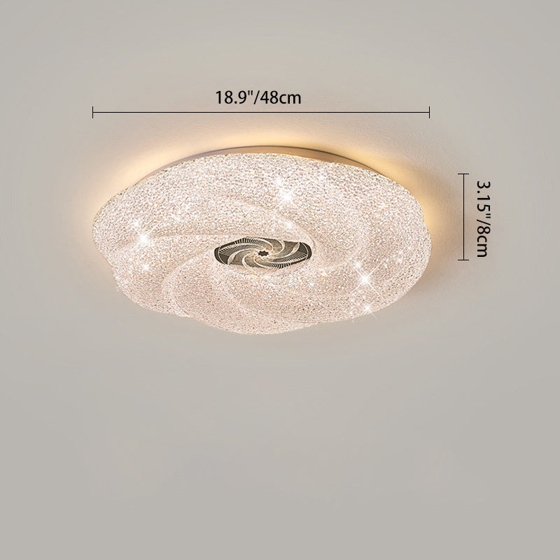 Modern Luxury Round Iron Crystal LED Flush Mount Ceiling Light for Bedroom