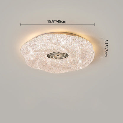 Modern Luxury Round Iron Crystal LED Flush Mount Ceiling Light for Bedroom