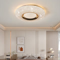 Modern Luxury Round Iron Crystal LED Flush Mount Ceiling Light for Bedroom