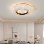 Modern Luxury Round Iron Crystal LED Flush Mount Ceiling Light for Bedroom